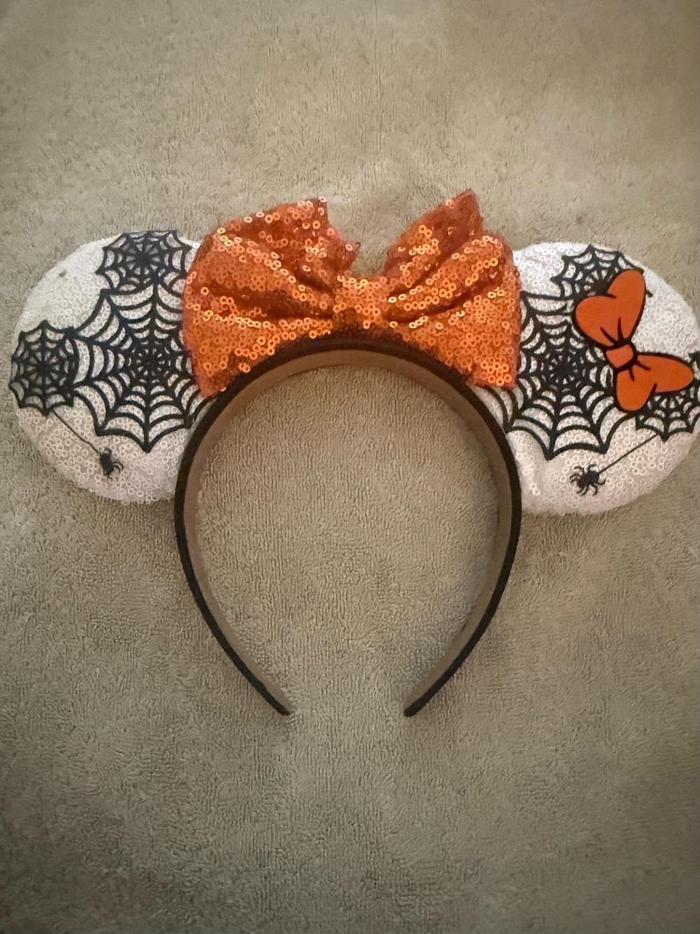 Sequin Halloween Ear Headband with Orange Bow